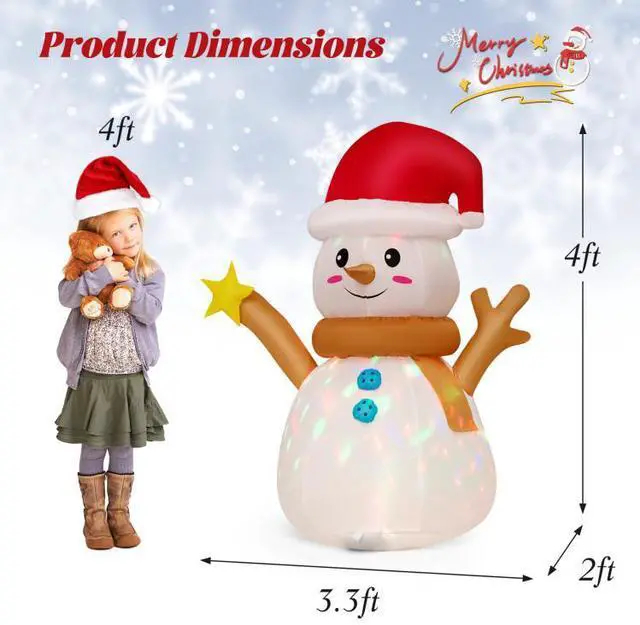 Alt view image 4 of 6 - SlickBlue Inflatable Christmas Snowman with 360° Rotating Colorful LED Light