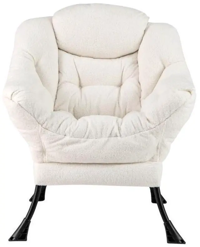 Alt view image 4 of 7 - SlickBlue Sherpa Upholstered Accent Chair with Cozy Head Pillow-Beige