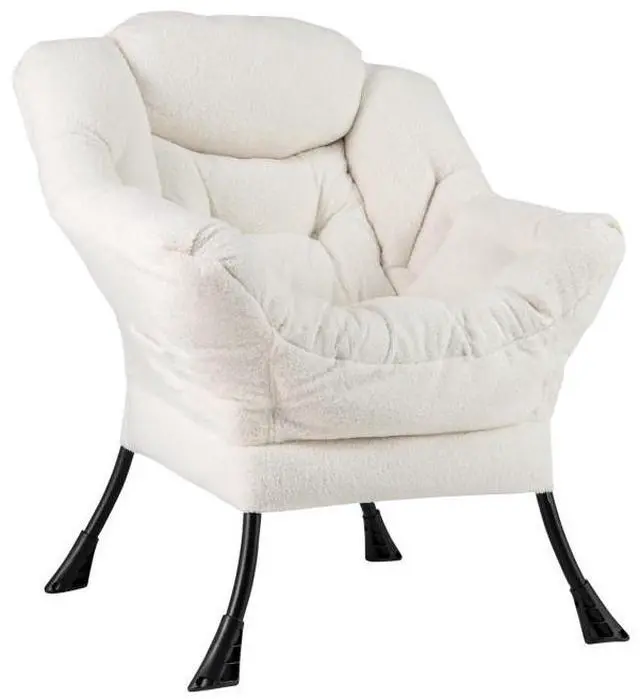 Main image of SlickBlue Sherpa Upholstered Accent Chair with Cozy Head Pillow-Beige