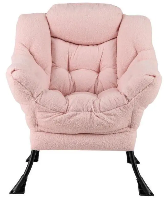 Alt view image 5 of 7 - SlickBlue Sherpa Upholstered Accent Chair with Cozy Head Pillow-Pink