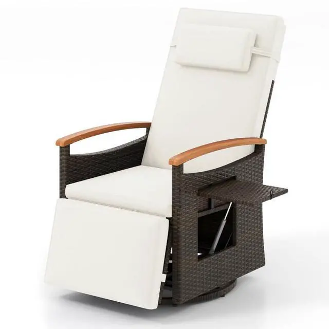 Main image of SlickBlue Patio Rattan 360° Swivel Recliner Chair with Adjustable Backrest and Footrest