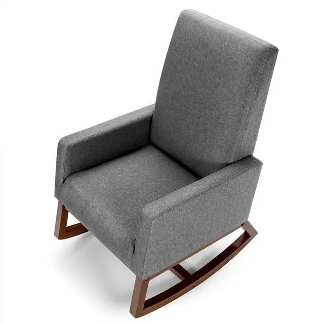 Alt view image 7 of 7 - Upholstered High-Back Rocking Lounge Chair with Side Pocket