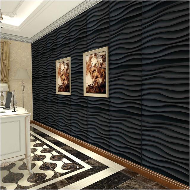 Art3d 3D Wall Panels PVC Wave Textured 3D Wall Covering for Interior Wall  Decor 12 Tiles 32 Sq Ft(Black) 