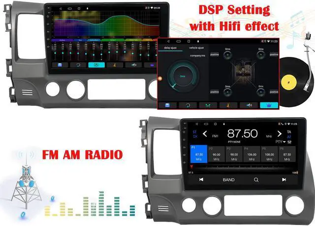 Alt view image 5 of 7 - Binize Android 10 Car Stereo Compatible with CarPlay&Android Auto,10 Inch Touch Screen Car Radio Support Bluetooth,GPS Navigation,FM&AM,RDS,DSP,SWC for Honda Civic 2006-2011+Backup Camera