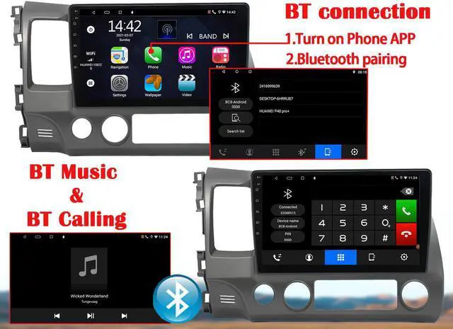 Alt view image 4 of 7 - Binize Android 10 Car Stereo Compatible with CarPlay&Android Auto,10 Inch Touch Screen Car Radio Support Bluetooth,GPS Navigation,FM&AM,RDS,DSP,SWC for Honda Civic 2006-2011+Backup Camera