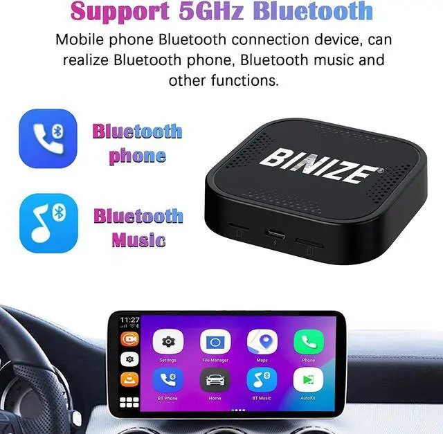 Alt view image 6 of 7 - 2022 Binize Wireless Android Auto and Wireless CarPlay Ai Box Adapter fit for Apple Cars of 98% from 2015, Bluetooth & WiFi Achieve to Wireless CarPlay, 8 core CPU to Fast auto Connect.