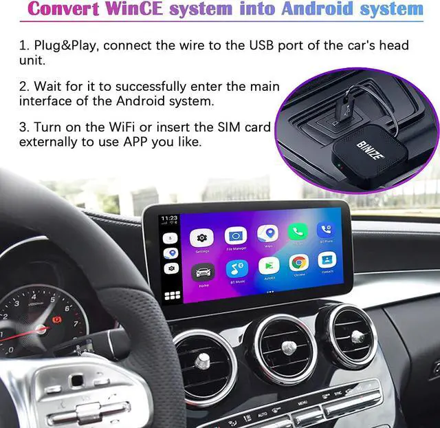 Alt view image 3 of 7 - 2022 Binize Wireless Android Auto and Wireless CarPlay Ai Box Adapter fit for Apple Cars of 98% from 2015, Bluetooth & WiFi Achieve to Wireless CarPlay, 8 core CPU to Fast auto Connect.