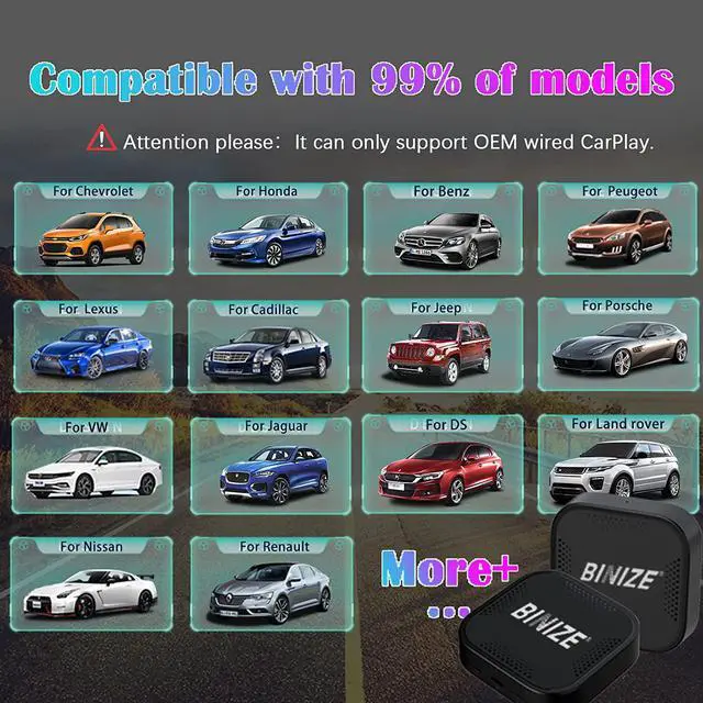 Alt view image 2 of 7 - 2022 Binize Wireless Android Auto and Wireless CarPlay Ai Box Adapter fit for Apple Cars of 98% from 2015, Bluetooth & WiFi Achieve to Wireless CarPlay, 8 core CPU to Fast auto Connect.