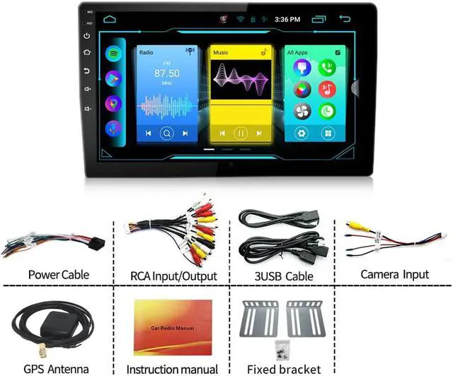 Alt view image 7 of 7 - Binize 2023 Android 12 Double Din Car Stereo with Wireless Carplay & Wireless Android Auto, 10" Touch Screen Car Radio with Backup Camera GPS Navigation/Mirror Link/DSP/SWC, 2+32G, 3 USB/BT 5.0/WiFi 6