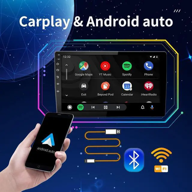 Alt view image 3 of 7 - Binize 2023 Android 12 Double Din Car Stereo with Wireless Carplay & Wireless Android Auto, 10" Touch Screen Car Radio with Backup Camera GPS Navigation/Mirror Link/DSP/SWC, 2+32G, 3 USB/BT 5.0/WiFi 6