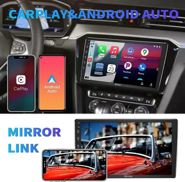 Alt view image 3 of 6 - Binize 2023 Android 13 Double Din Car Stereo with Wireless Carplay & Wireless Android Auto, 10" Touch Screen Car Radio with Backup Camera GPS Navigation/Mirror Link/DSP/SWC, 2+32G, 3 USB/BT 5.0/WiFi 6
