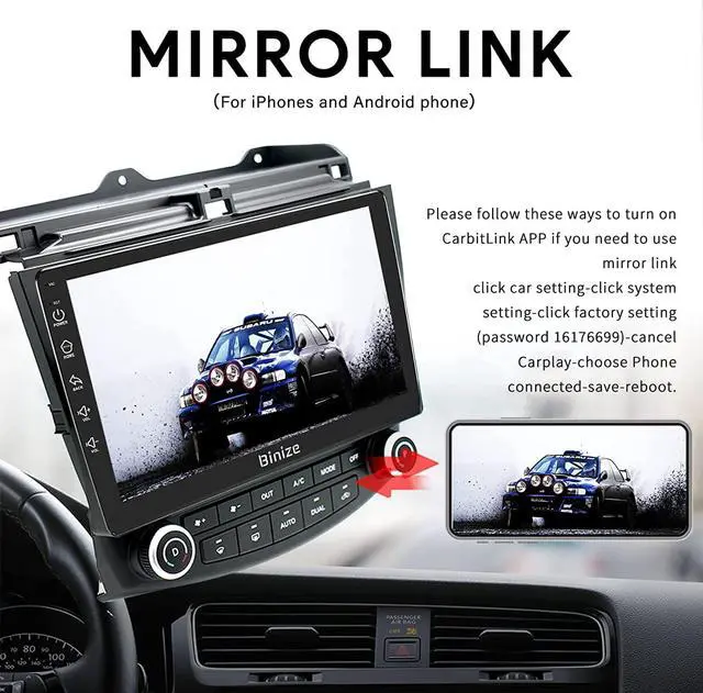 Alt view image 2 of 5 - Binize Android 13 Car Stereo Compatible with Carplay&Android Auto 10 Inch Touchscreen Radio for Honda Accord 7th 2003 2004 2005 2006 2007 Support GPS Navi/Bluetooth/FM/AM/DSP+Backup Camera