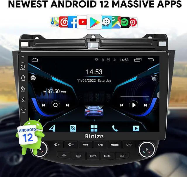 Alt view image 5 of 5 - Binize Android 13 Car Stereo Compatible with Carplay&Android Auto 10 Inch Touchscreen Radio for Honda Accord 7th 2003 2004 2005 2006 2007 Support GPS Navi/Bluetooth/FM/AM/DSP+Backup Camera