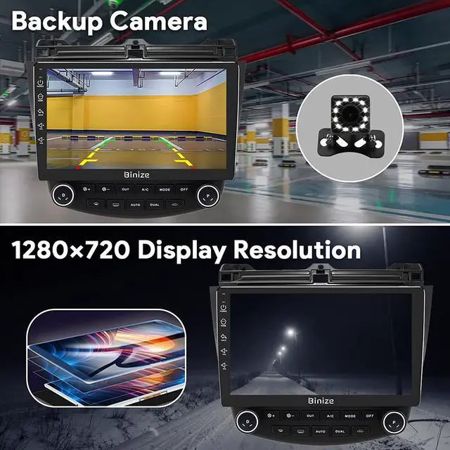 Alt view image 3 of 5 - Binize Android 13 Car Stereo Compatible with Carplay&Android Auto 10 Inch Touchscreen Radio for Honda Accord 7th 2003 2004 2005 2006 2007 Support GPS Navi/Bluetooth/FM/AM/DSP+Backup Camera