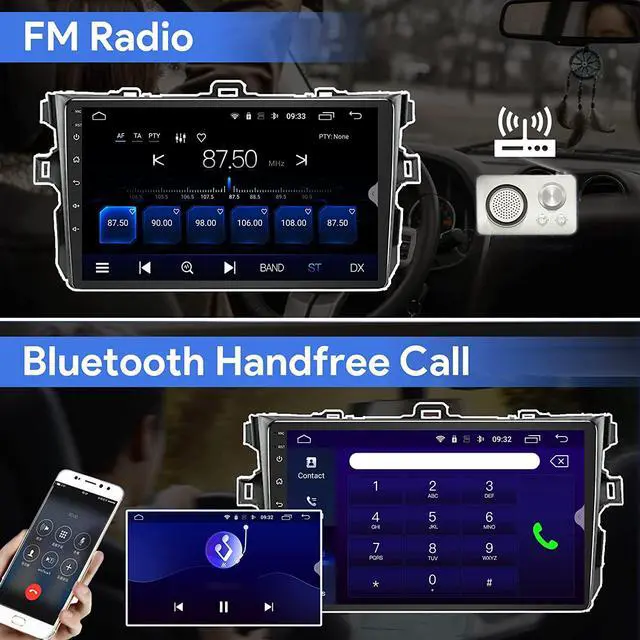 Alt view image 4 of 6 - Binize Android 13 Car Stereo for Toyota Corolla 08-12 Compatible with CarPlay&Android Auto,9 Inch Touch Screen Car Radio Support Bluetooth,GPS Navigation,FM&AM,RDS,DSP,SWC+Backup Camera