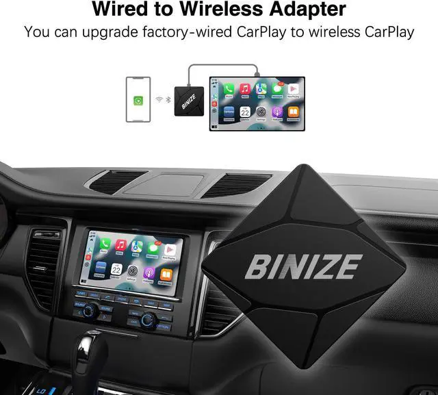 Alt view image 2 of 7 - Binize Wireless CarPlay Adapter for Factory Wired CarPlay Cars to Convert Wired to Wireless, Plug&Play, Latest BT 5.2, Fast WiFi 5.8GHz