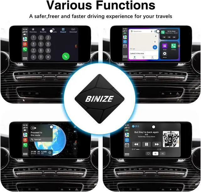 Alt view image 6 of 7 - Binize Wireless CarPlay Adapter for Factory Wired CarPlay Cars to Convert Wired to Wireless, Plug&Play, Latest BT 5.2, Fast WiFi 5.8GHz