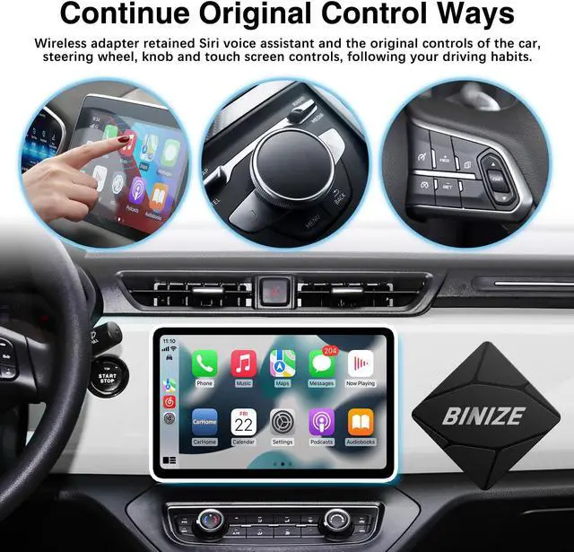 Alt view image 7 of 7 - Binize Wireless CarPlay Adapter for Factory Wired CarPlay Cars to Convert Wired to Wireless, Plug&Play, Latest BT 5.2, Fast WiFi 5.8GHz