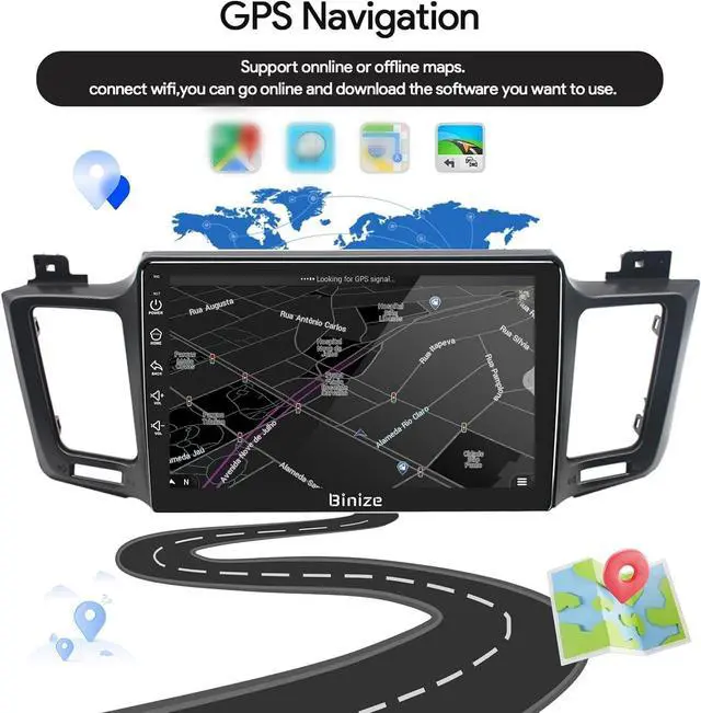 Alt view image 3 of 7 - Binize Android 13 Car Radio Compatible with Toyota RAV4 2013-2018, 10 Touch Screen Car Stereo Wireless CarPlay/Android Auto & Mirroring Support with AHD Backup Camera