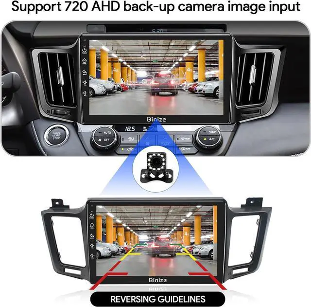 Alt view image 5 of 7 - Binize Android 13 Car Radio Compatible with Toyota RAV4 2013-2018, 10 Touch Screen Car Stereo Wireless CarPlay/Android Auto & Mirroring Support with AHD Backup Camera