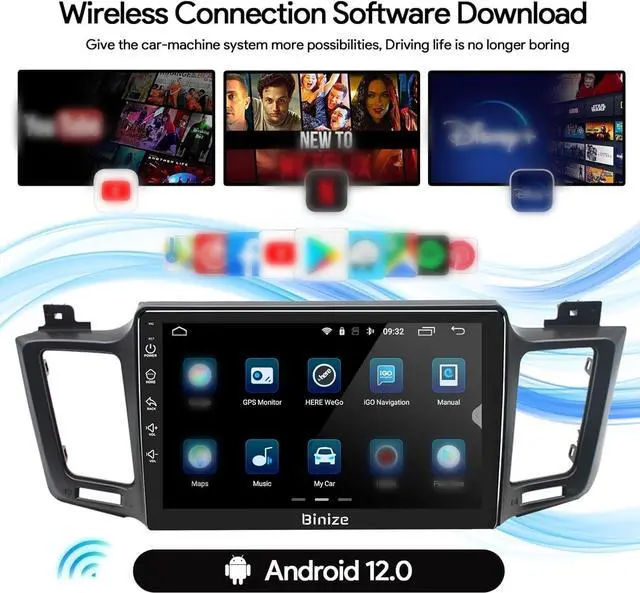 Alt view image 6 of 7 - Binize Android 13 Car Radio Compatible with Toyota RAV4 2013-2018, 10 Touch Screen Car Stereo Wireless CarPlay/Android Auto & Mirroring Support with AHD Backup Camera