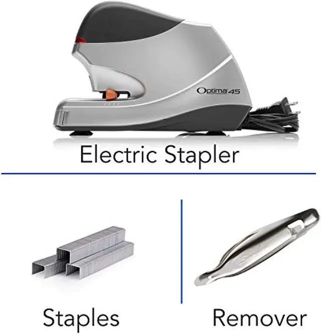 Alt view image 2 of 7 - Electric Stapler Value Pack: 45 Sheet Stapler, High Capacity Staples, Staple Remover, Optima 45, *Works Only With S7035550 Optima High Capacity Staples (48209)