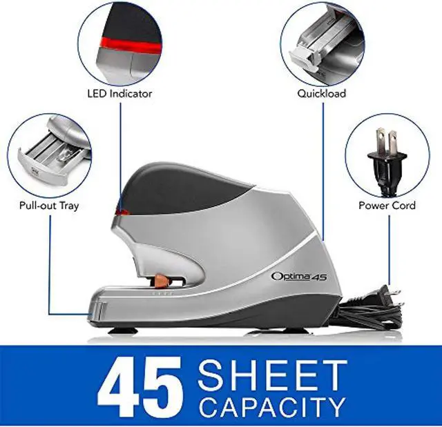 Alt view image 3 of 7 - Electric Stapler Value Pack: 45 Sheet Stapler, High Capacity Staples, Staple Remover, Optima 45, *Works Only With S7035550 Optima High Capacity Staples (48209)