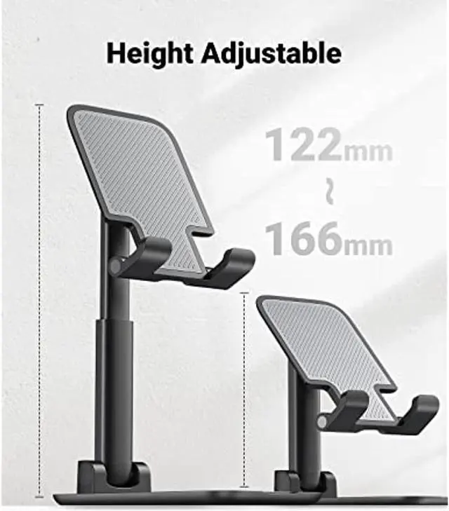 Alt view image 2 of 7 - Phone Stand Cell Phone Holder For Desk Adjustable Foldable Compatible With Iphone 13 12 Pro Max Iphone 11 Xs Xr X Se 8 Plus 6 7 Samsung Galaxy Note20 S20 S10 S9 S8 Mobile Phone, Black