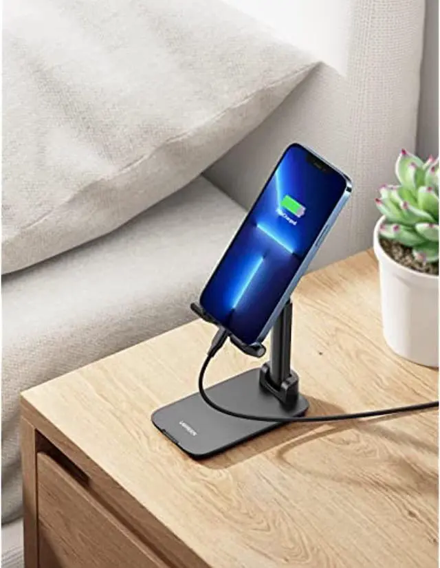 Alt view image 6 of 7 - Phone Stand Cell Phone Holder For Desk Adjustable Foldable Compatible With Iphone 13 12 Pro Max Iphone 11 Xs Xr X Se 8 Plus 6 7 Samsung Galaxy Note20 S20 S10 S9 S8 Mobile Phone, Black