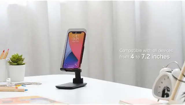 Alt view image 7 of 7 - Phone Stand Cell Phone Holder For Desk Adjustable Foldable Compatible With Iphone 13 12 Pro Max Iphone 11 Xs Xr X Se 8 Plus 6 7 Samsung Galaxy Note20 S20 S10 S9 S8 Mobile Phone, Black