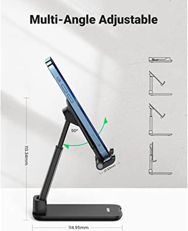 Alt view image 4 of 7 - Phone Stand Cell Phone Holder For Desk Adjustable Foldable Compatible With Iphone 13 12 Pro Max Iphone 11 Xs Xr X Se 8 Plus 6 7 Samsung Galaxy Note20 S20 S10 S9 S8 Mobile Phone, Black