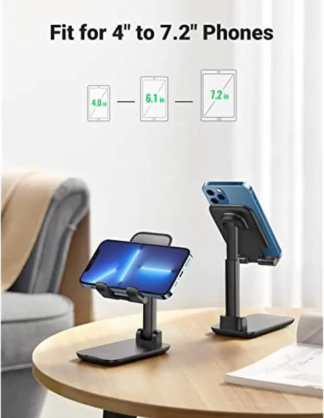 Alt view image 5 of 7 - Phone Stand Cell Phone Holder For Desk Adjustable Foldable Compatible With Iphone 13 12 Pro Max Iphone 11 Xs Xr X Se 8 Plus 6 7 Samsung Galaxy Note20 S20 S10 S9 S8 Mobile Phone, Black