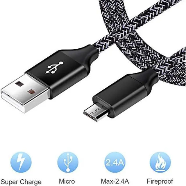 Alt view image 2 of 7 - Android Charger, Android Phone Charger Micro Usb Charger Cord Fast Charging Cable 6 Ft Long With Wall Charger Block Plug For Samsung Galaxy S6 S7 J3 J7 Note 5,Lg Stylo 2 3 Plus,Tablet,Kindle Fire