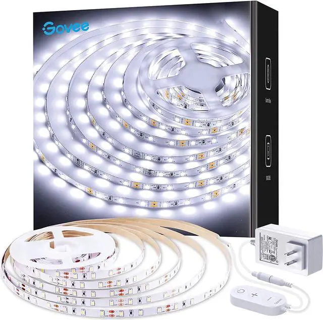 Main image of Govee White LED Light Strip, 16.4ft Dimmable Led Strip Lights White, Bright 6500K Daylight, Cuttable and Strong Adhesive, 300 LEDs Flexible Tape Lights for Mirror, Under Cabinet, Kitchen and Bedroom
