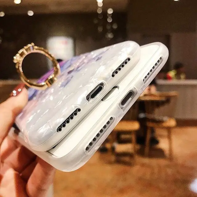 Alt view image 7 of 7 - Qokey Compatible with iPhone XR Case,Flower Case Cute Fashion for Men Women Girls with 360 Degree Rotating Ring Kickstand Soft TPU Shockproof Cover Designed for iPhone XR 6.1 inch Brown Floral