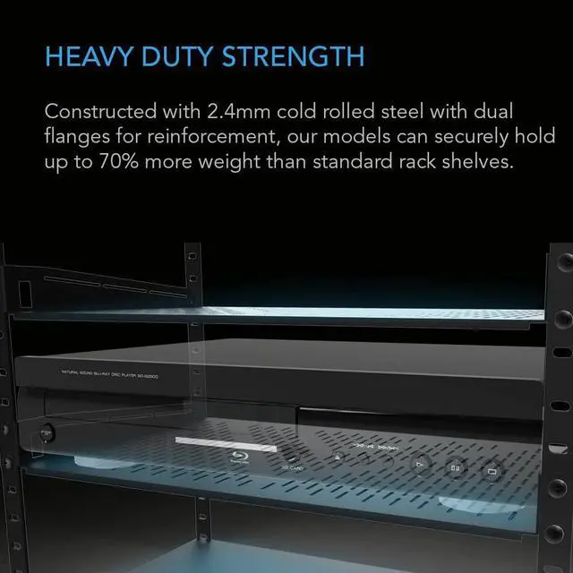 Alt view image 3 of 6 - AC Infinity Vented Cantilever 1U Universal Rack Shelf, 6" Deep, for 19 Equipment Racks. Heavy-Duty 2.4mm Cold Rolled Steel, 40lbs Capacity