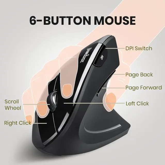 Alt view image 7 of 7 - Kensington Ergonomic Keyboard & Perixx Vertical Ergo Mouse Bundle - Black Wired Keyboard (K75400US) & 800/1200/1600 DPI Right Handed Wireless Mouse