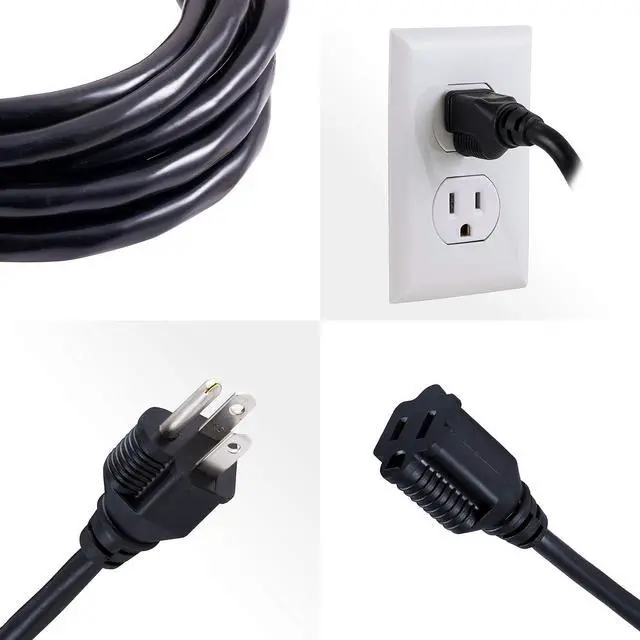 Alt view image 3 of 6 - UltraPro Outdoor Extension Cord, 15 Ft, Heavy Duty Extension Cord, Double Insulated, Grounded, 16 Gauge, 3 Prong Extension Cords, General Purpose Long Extension Cord, UL Listed, Black, 36824