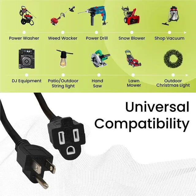 Alt view image 4 of 7 - Go Green Power Inc. 16/3 25ft Black Outdoor Extension Cord - Reliable, Heavy Duty - Ideal for Outdoor Tools & Equipment - GG-13725BK