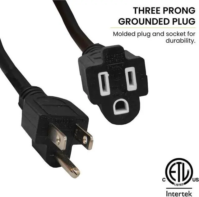 Alt view image 5 of 7 - Go Green Power Inc. 16/3 25ft Black Outdoor Extension Cord - Reliable, Heavy Duty - Ideal for Outdoor Tools & Equipment - GG-13725BK