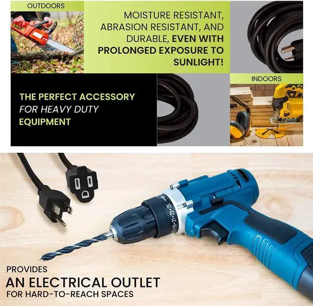 Alt view image 7 of 7 - Go Green Power Inc. 16/3 25ft Black Outdoor Extension Cord - Reliable, Heavy Duty - Ideal for Outdoor Tools & Equipment - GG-13725BK