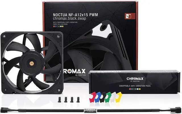 Alt view image 3 of 6 - Noctua NF-A12x15 PWM chromax.Black.swap, Premium Quiet Slim Fan, 4-Pin (120x15mm, Black)