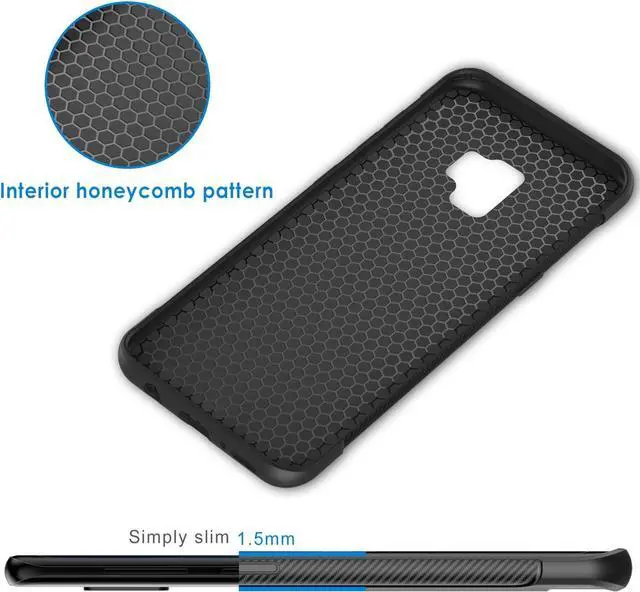 Alt view image 7 of 7 - Slim Fit Case for Samsung Galaxy S9, Thin Phone Cover with Shock-Absorption and Carbon Fiber Design (Black)