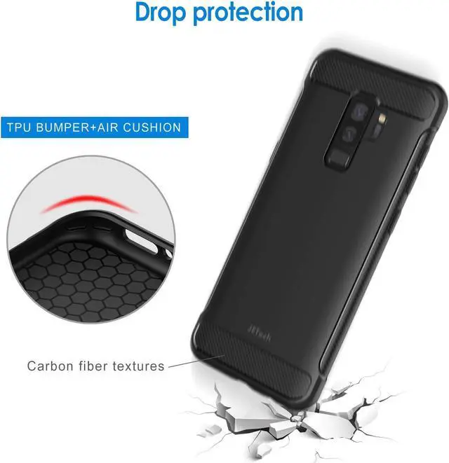 Alt view image 4 of 7 - JETech Slim Fit Case for Samsung Galaxy S9+ Plus, Thin Phone Cover with Shock-Absorption and Carbon Fiber Design (Black)