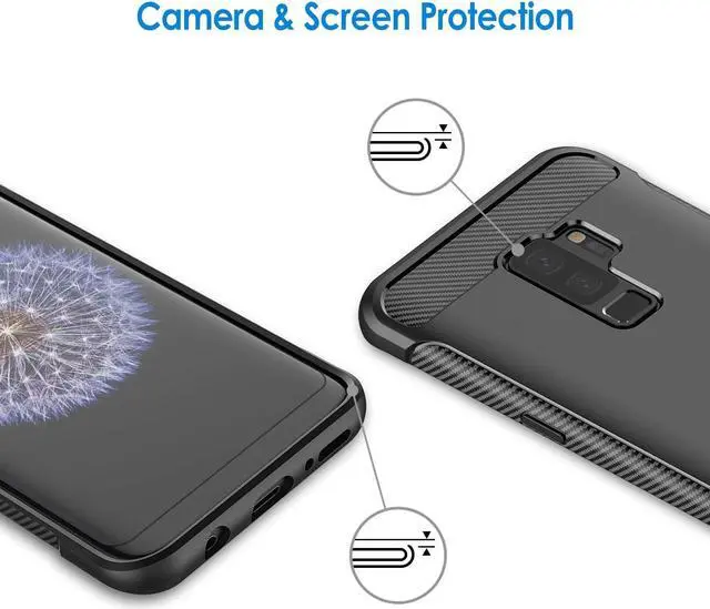 Alt view image 5 of 7 - JETech Slim Fit Case for Samsung Galaxy S9+ Plus, Thin Phone Cover with Shock-Absorption and Carbon Fiber Design (Black)
