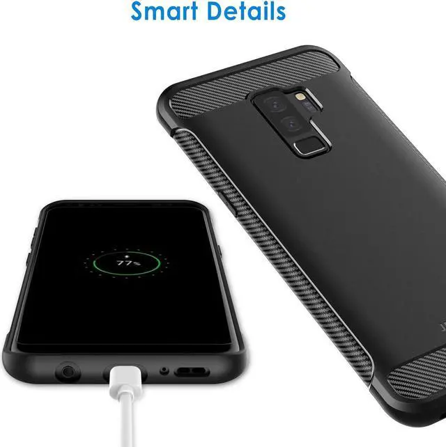 Alt view image 6 of 7 - JETech Slim Fit Case for Samsung Galaxy S9+ Plus, Thin Phone Cover with Shock-Absorption and Carbon Fiber Design (Black)
