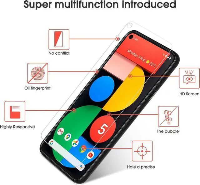 Alt view image 5 of 7 - OMOTON [3 Pack] Screen Protector for Google Pixel 5 - Tempered Glass/Alignment Frame/Anti Scratch Screen Protector for Google Pixel 5