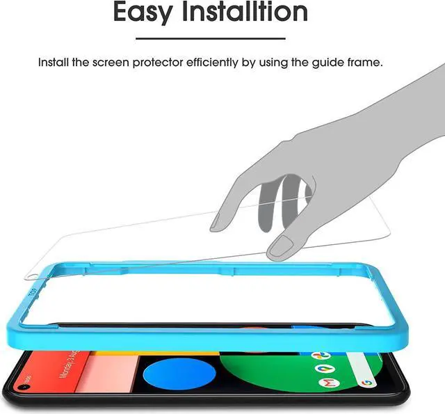 Alt view image 4 of 7 - OMOTON [3 Pack] Screen Protector for Google Pixel 5 - Tempered Glass/Alignment Frame/Anti Scratch Screen Protector for Google Pixel 5