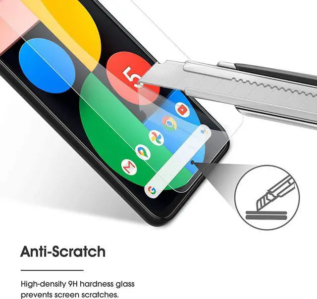 Alt view image 6 of 7 - OMOTON [3 Pack] Screen Protector for Google Pixel 5 - Tempered Glass/Alignment Frame/Anti Scratch Screen Protector for Google Pixel 5