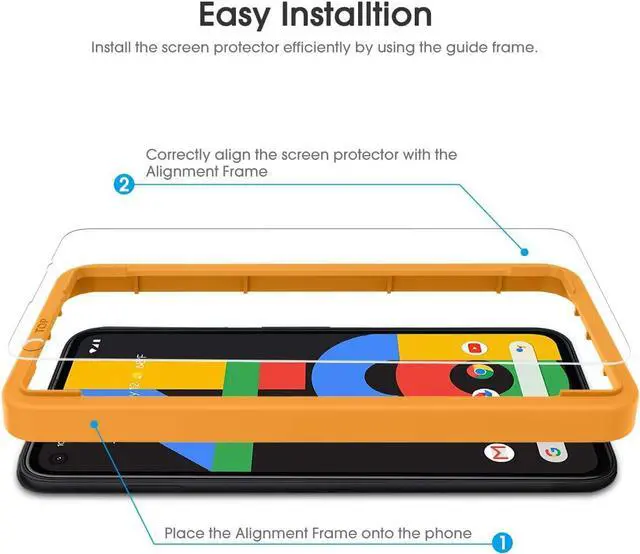 Alt view image 3 of 7 - OMOTON [4 Pack] Screen Protector for Google Pixel 4a (Not Fit for 4a 5G), Scratch Resistant/Easy-Install/Bubble Free/Tempered Glass Screen Protector Compatible with Google Pixel 4a